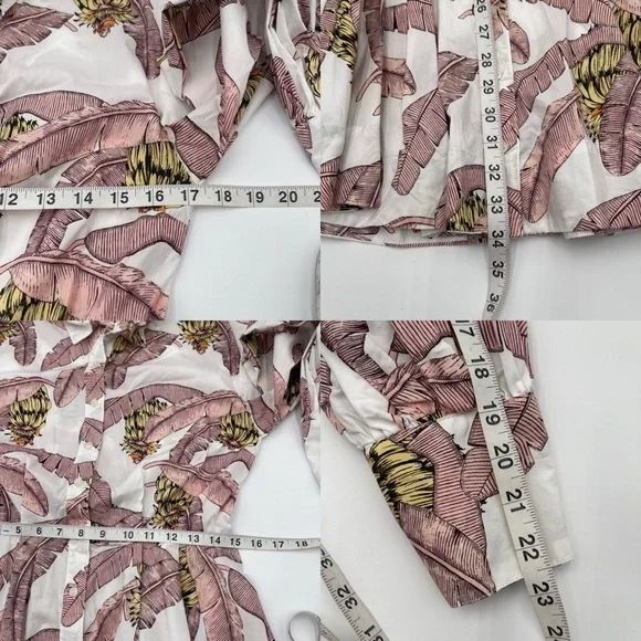 Desmond & Dempsey x H&M XS Cotton Banana Leaf Print Button Dress Puff Sleeve - Picture 15 of 15